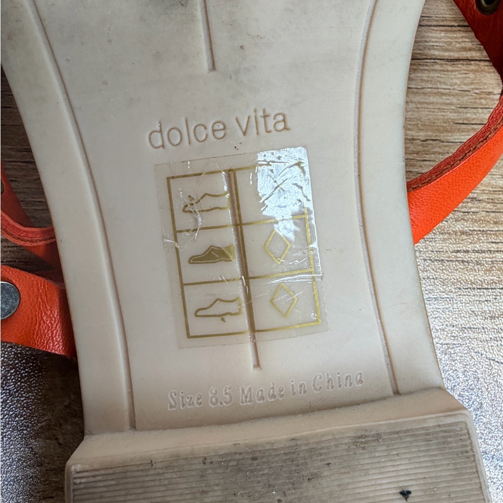 Dolce Vita ‘Izabel’ Orange Studded Silver Sandals Size 8.5 - Picture 5 of 5